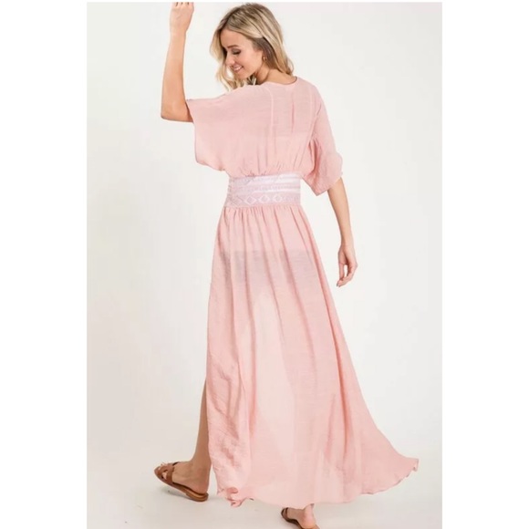 CLEARANCE Blush Boho Crochet Short Sleeve Kimono Duster - Picture 6 of 6